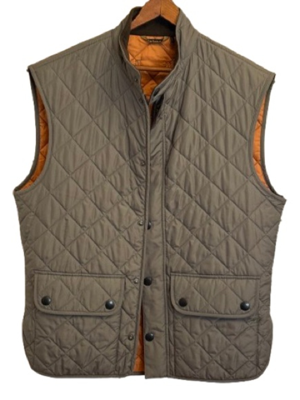 Barbour Lowerdale Quilted Gilet Vest Men’s Large Gray Snap Front Lightweight - Picture 2 of 7